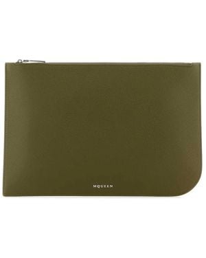 McQueen Leather Large Sling Pouch - Green