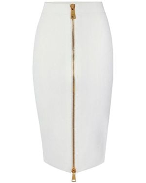 Elisabetta Franchi Zipped Midi Skirt - White