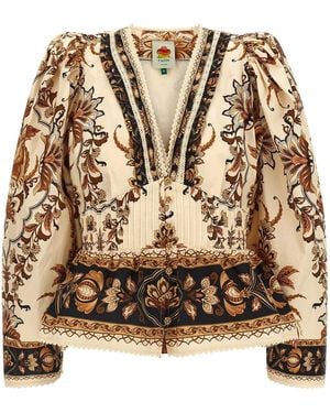 FARM Rio 'Majestic Garden Sand' Blouse - Natural