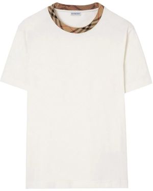 Burberry Check Trim Cotton T-Shirt - White