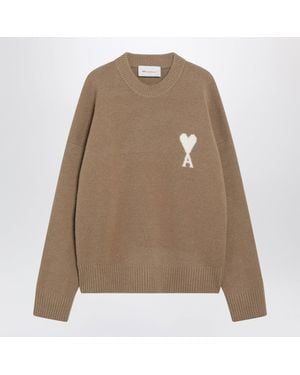 Ami Paris Ami De Coeur Jumper - Natural