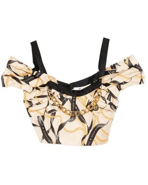 Elisabetta Franchi Chain Print Top - Natural