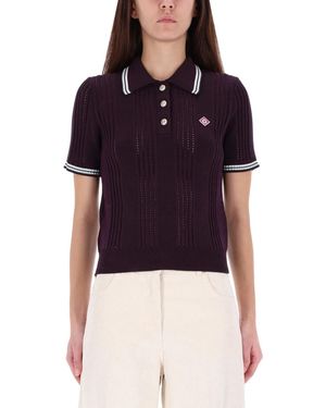 CASABLANCA Cotton Knit Polo Shirt - Blue