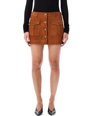 THE GARMENT Suede Mini Skirt With Buttons - Orange