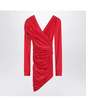 Balenciaga Draped Mini Dress - Red