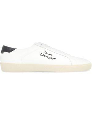 Saint Laurent Court Leather Sneakers - White