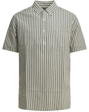 Beams Plus Casual Cotton Seersucker Shirt - Grey