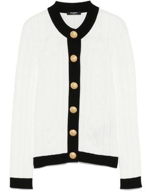 Balmain Knitted Crewneck Cardigan - White