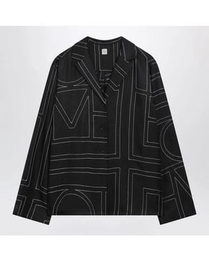 TOTEME Monogram Silk Pyjama Shirt - Black