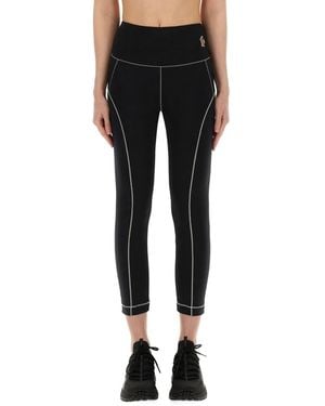 Moncler Leggings With Logo - Black