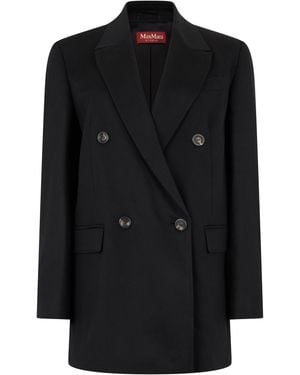Max Mara Double-Breasted Wool Blazer - Black
