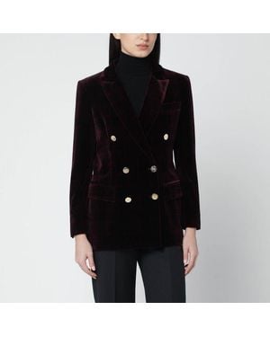 VI TO VI Bordeaux Velvet Doublebreasted Jacket - Black