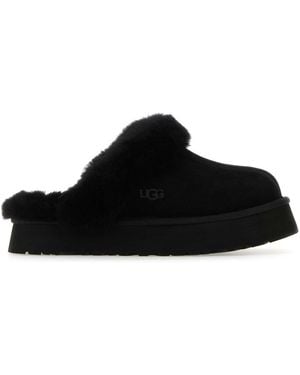 UGG Disquette Suede Platform Clogs - Black