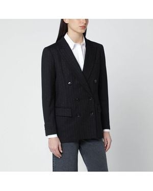 VI TO VI Pinstripe Lurex Doublebreasted Jacket - Black
