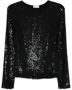 P.A.R.O.S.H. Sequin Long Sleeve Top - Black