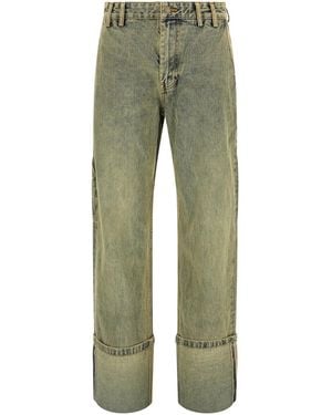 Entire studios 'Cuff Surface Wave' Jeans - Green
