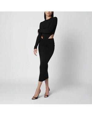 ANDAMANE Midi Dress With Waist Cutout Detail - Black