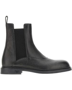 Emporio Armani Grained Leather Chelsea Boots - Black