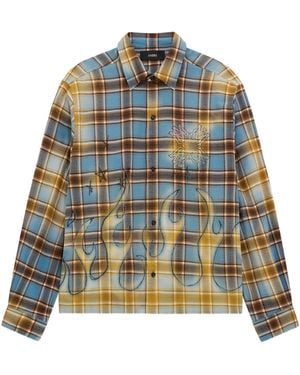 Amiri Ma Quad Bleached Flannel Shirt - Blue