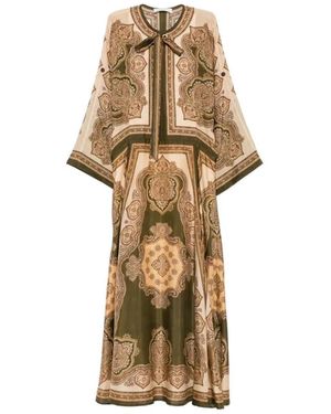 Zimmermann Midi Dress With Tie Neck - Natural
