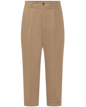 Ami Paris Pleated Turn-Up Pants - Natural