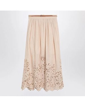 Zimmermann Wylie Cream Coloured Midi Skirt - Natural