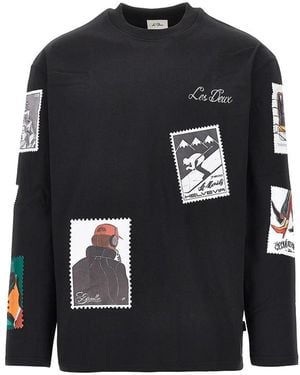 Les Deux Printed Cotton T-Shirt - Black