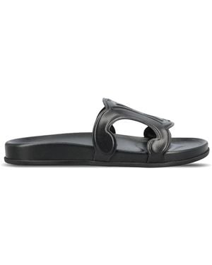 Celine Logo-Embossed Sandals - White
