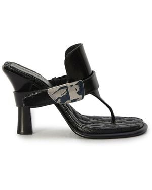 Burberry Leather Bay Thong Mules - Black
