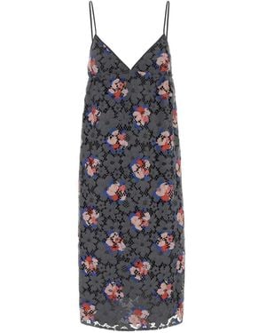 Fendi Lace Dress With Print - Gray