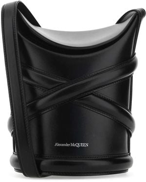 McQueen Leather The Curve Bucket Bag - Black