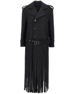 Pinko Fringed Oversized Cloth Coat - Black