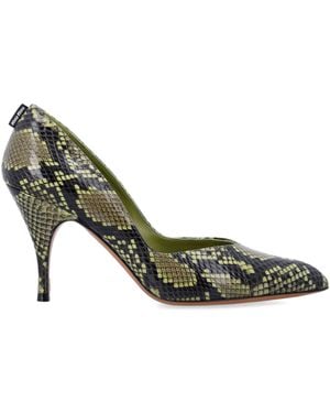 Miu Miu Python-Print Ayers Leather Pumps - Green