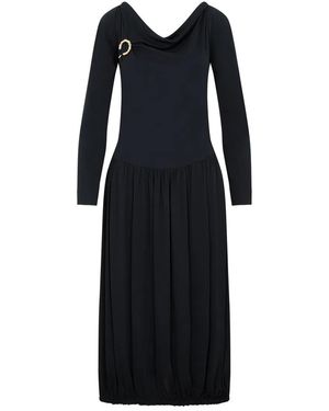Lanvin Ls Drape Midi Dress - Black