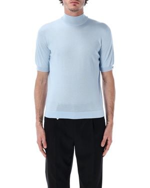 Prada Short-Sleeved Cotton Sweater - Blue