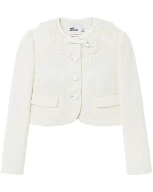 Self-Portrait Boucle Lace Collar Jacket - White