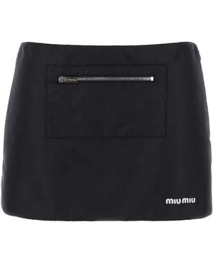 Miu Miu Nylon Mini Skirt - Black