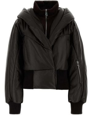 The Attico Chocolate Leather Bomber Jacket - Black