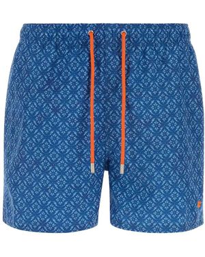 Gallo Printed Polyester Swimming Shorts - Blue