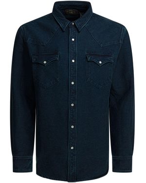 RRL Suede Western Shirt Shirts - Blue