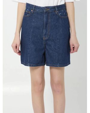 Marine Serre Denim Shorts - Blue
