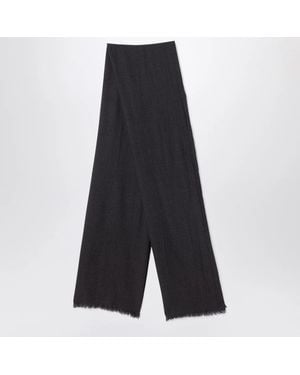 Destin Check Wool Scarf - Black
