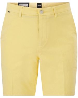 BOSS Stretch Cotton Chino Shorts - Yellow