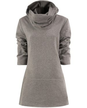 7 For All Mankind Short Wool And Cashmere-Blend Hooded Dress - Grey