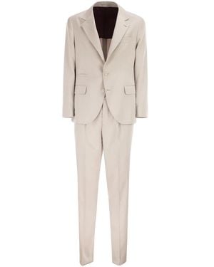 Brunello Cucinelli Silk Suit With Three-Button Blazer - Natural
