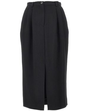 Dolce & Gabbana Dolce & Gabbana Grain De Poudre Wool Skirt - Black
