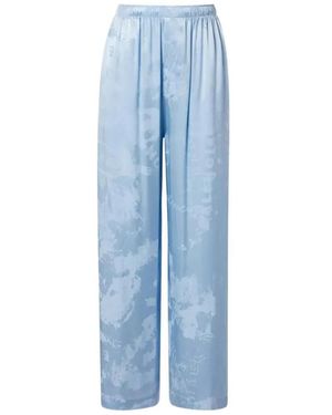 Balenciaga Silk Trousers With Print - Blue