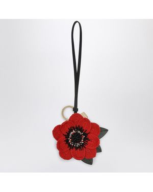 Miu Miu Trick Crochet Knit Flower Keychain in Red | Lyst