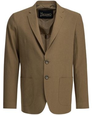 Herno Linen Blazer - Green