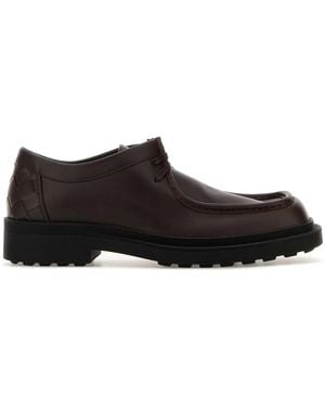 Bottega Veneta Dark Leather Ben Lace-Up Shoes - Black